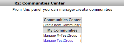 Figure 30: The available Communities for this user