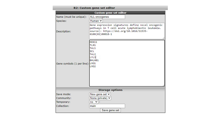 Figure    6: Using the Input Box to upload your category    of genes.