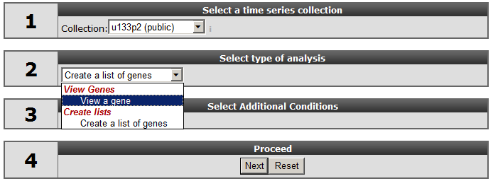 Figure    1: Single selection in the Time-series    module