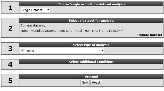 Figure    1: Selecting K-means clustering on the R2 main    page