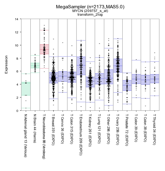 Figure 6: YCC expression levels in 15 datasets covering 2173 samples.